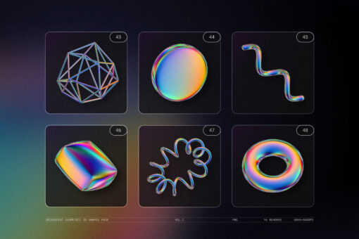 Iridescent Geometric 3D Shapes Pack Vol.1 - Image 12