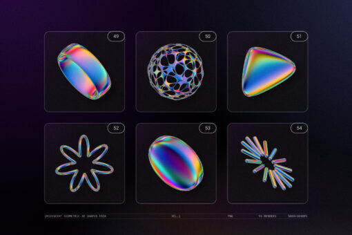 Iridescent Geometric 3D Shapes Pack Vol.1 - Image 14