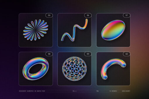 Iridescent Geometric 3D Shapes Pack Vol.1 - Image 15