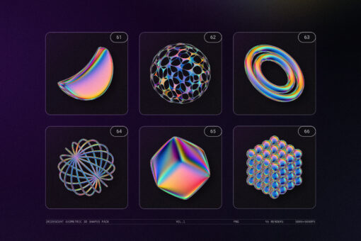 Iridescent Geometric 3D Shapes Pack Vol.1 - Image 16