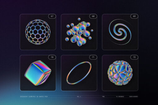 Iridescent Geometric 3D Shapes Pack Vol.1 - Image 17