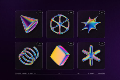Iridescent Geometric 3D Shapes Pack Vol.1 - Image 19