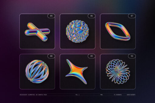 Iridescent Geometric 3D Shapes Pack Vol.1 - Image 21