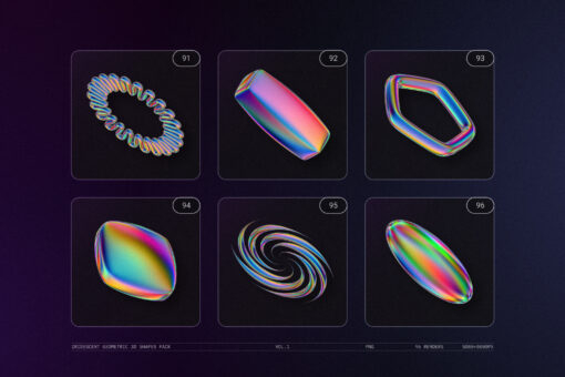 Iridescent Geometric 3D Shapes Pack Vol.1 - Image 22