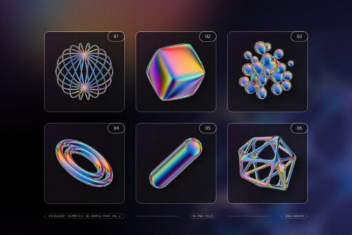 Iridescent Geometric 3D Shapes Pack Vol.2 - Image 3