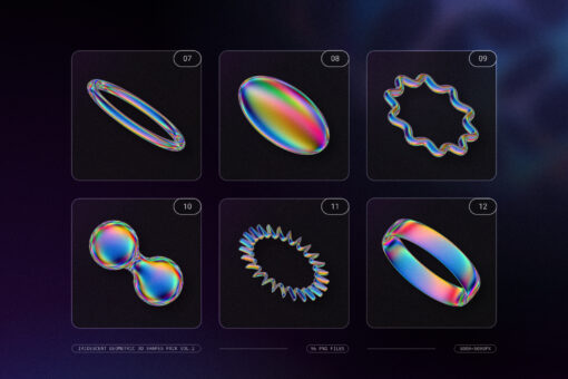Iridescent Geometric 3D Shapes Pack Vol.2 - Image 4