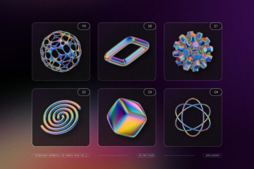 Iridescent Geometric 3D Shapes Pack Vol.2 - Image 6