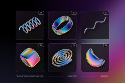 Iridescent Geometric 3D Shapes Pack Vol.2 - Image 8