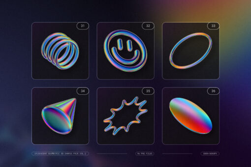 Iridescent Geometric 3D Shapes Pack Vol.2 - Image 9