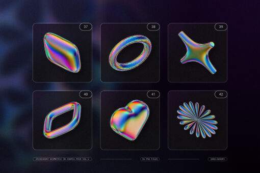 Iridescent Geometric 3D Shapes Pack Vol.2 - Image 10