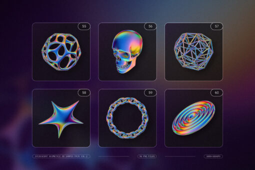 Iridescent Geometric 3D Shapes Pack Vol.2 - Image 14