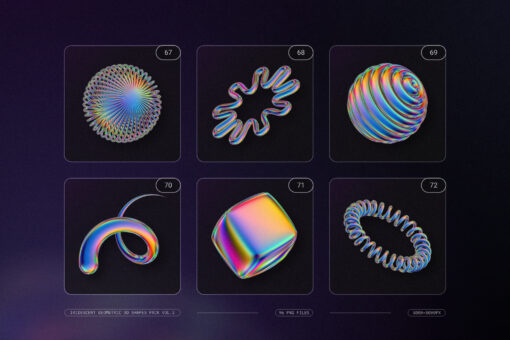Iridescent Geometric 3D Shapes Pack Vol.2 - Image 16