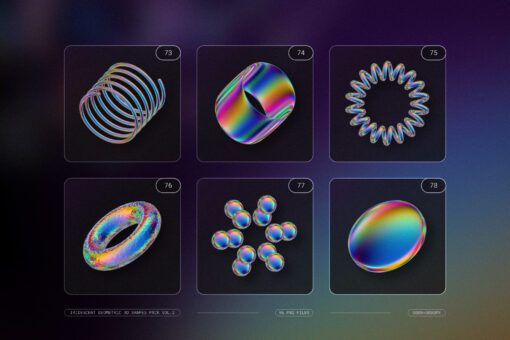 Iridescent Geometric 3D Shapes Pack Vol.2 - Image 18