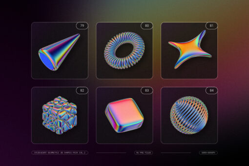 Iridescent Geometric 3D Shapes Pack Vol.2 - Image 19