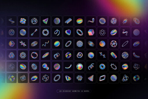 120 Iridescent Geometric 3D Shapes Pack Vol.3 - Image 2
