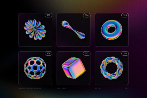120 Iridescent Geometric 3D Shapes Pack Vol.3 - Image 26