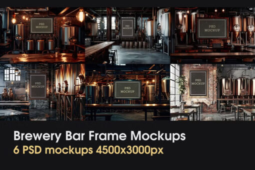 Brewery Frame Mockup, Bar Frame PSD