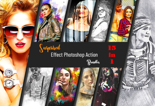 15 in 1 Surprised Effect Photoshop Action Bundle