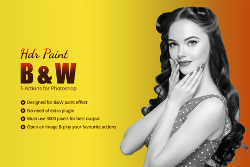 5 HDR Paint B&W Actions for Photoshop