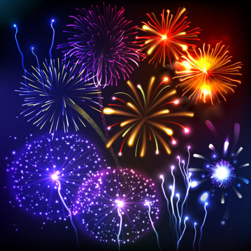 Colorful Fireworks Explosion, Show Background, EPS File