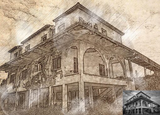 Vintage Architecture Sketch Photoshop Action - Image 4
