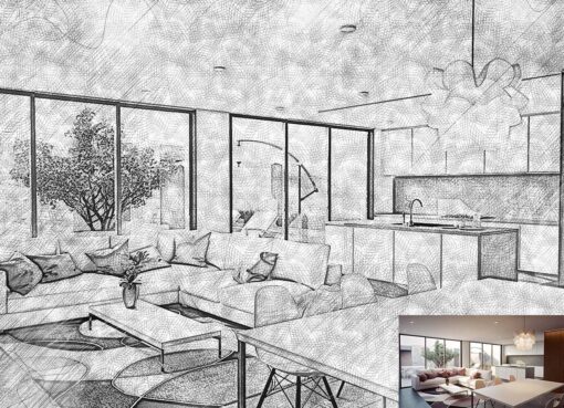 Vintage Architecture Sketch Photoshop Action - Image 5