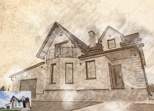 Vintage Architecture Sketch Photoshop Action - Image 6