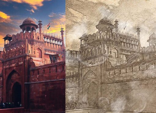 Vintage Architecture Sketch Photoshop Action - Image 10