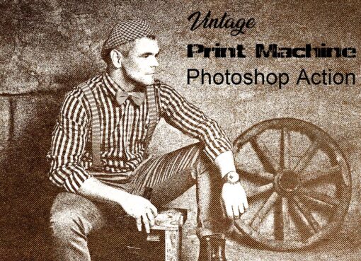 Vintage Print Machine Photoshop Action