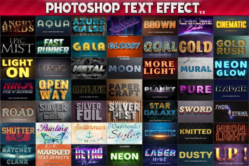 100 Premium Photoshop Text Effects, 3D PSD Styles