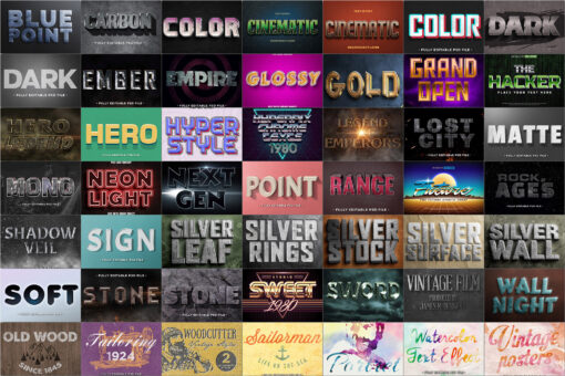 100 Premium Photoshop Text Effects, 3D PSD Styles - Image 2