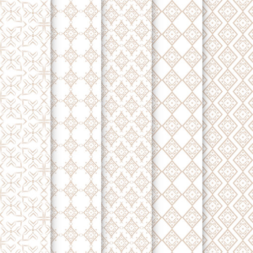 5 Elegant Gold Geometric Ornamental Seamless Pattern Collection