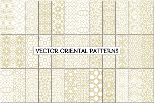 36 Elegant Collection Gold Vector Oriental Patterns Geometric