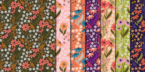 Sping Floral Seamless Patterns, Vibrant Decorative, EPS file