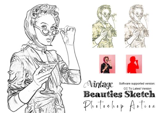 Vintage Beauties Sketch Photoshop Action