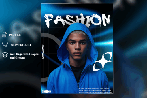 Ai Blue Fashion Social Media Poster