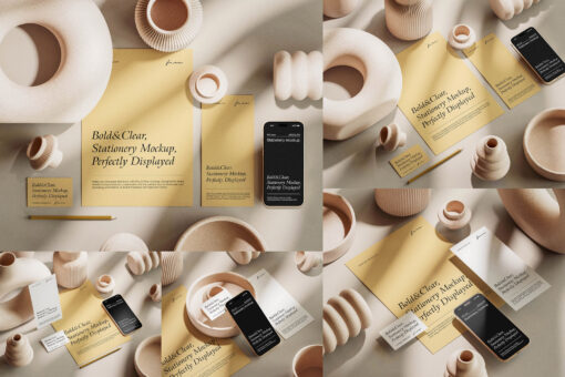 5 Modern Stationery Mockup Featuring Minimalist Design