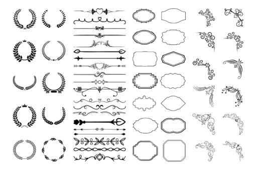 Elegant Decorative Frames, Ornaments, Corner Decorations, EPS Vec
