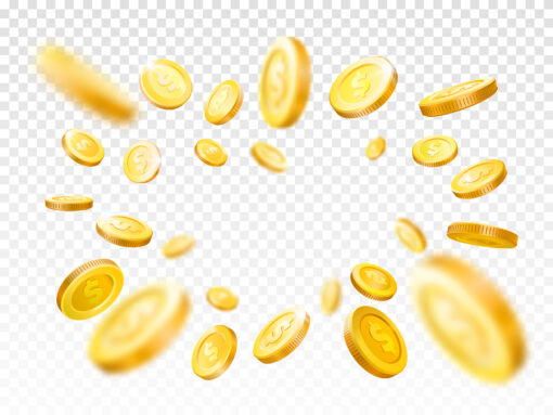 Shiny Realistic Gold Coins Explosion Frame, EPS File
