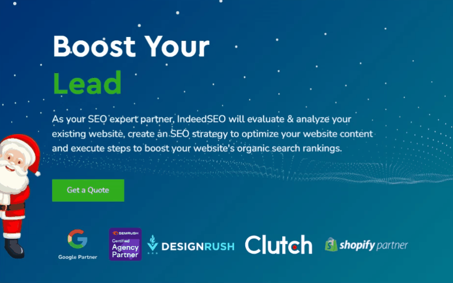 IndeedSEO embedded the following Christmas animation to add a dash of festivity to the website.