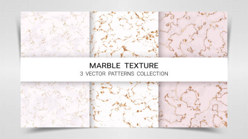 3 Elegant Marble Texture, Soft Tones, Gold Vein Detail, EPS File