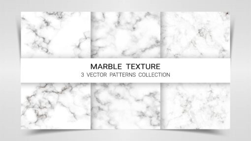3 White Marble Textures, Natural Patterns, Surface Stone EPS File