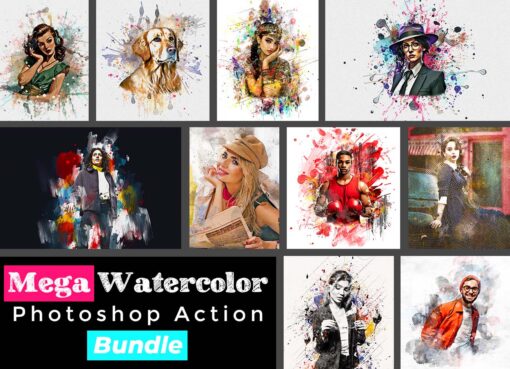 Mega Watercolor Photoshop Action Bundle