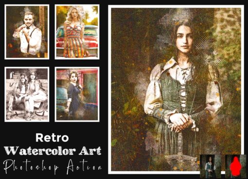 Mega Watercolor Photoshop Action Bundle - Image 44
