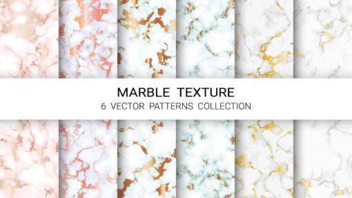 6 Elegant Marble Textures, Unique Luxury Surface Stone, EPS File