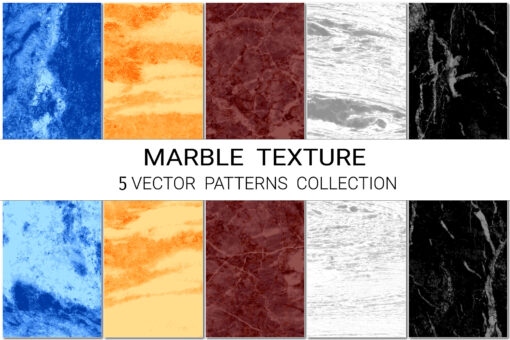 5 Marble Textures Patterns, Luxury Natural Polished Stone EPS