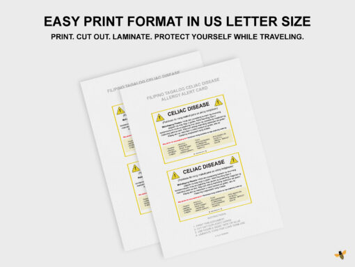 Filipino Tagalog Celiac Disease Printable Allergy Alert Card