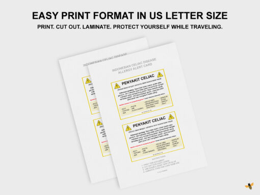 Indonesian Celiac Disease Printable Allergy Alert Card