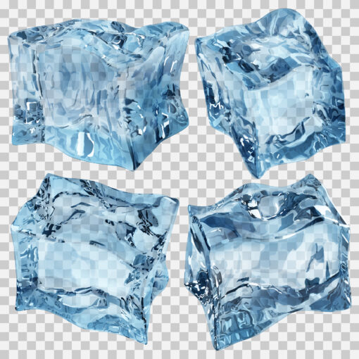Realistic Ice Cubes, Frozen Water, Clear Crystal, Cold Drink, EPS