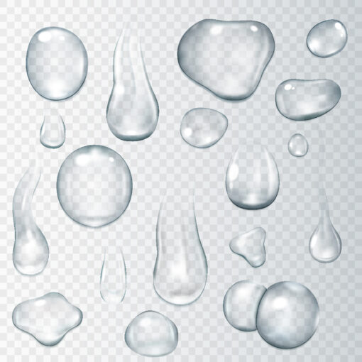 Crystal Clear Water Droplets, Aqua Liquid, Pure, Clean Drops, EPS